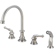 PIONEER FAUCETS Two Handle Kitchen Widespread Faucet, Compression Hose, Nickel 2DM201-BN